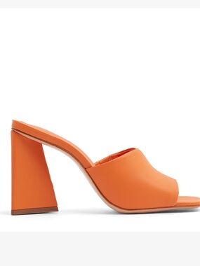 SCHUTZ Orange Open-Toe Block Heel Mule